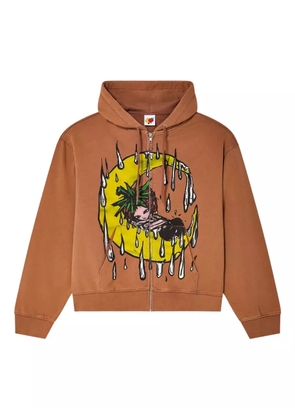 Sky High Farm moon-print zip-up hoodie - Brown