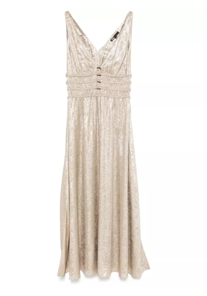 Maje smocked-waist midi dress - Brown