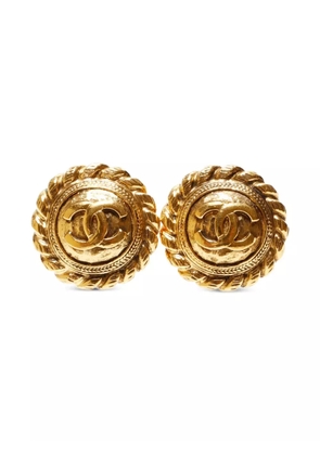 CHANEL Pre-Owned 1980-1990s Interlocking CC clip-on earrings - Gold