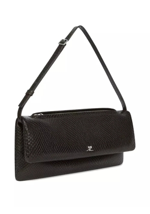 Courrèges Vipper snakeskin-embossed clutch - Brown