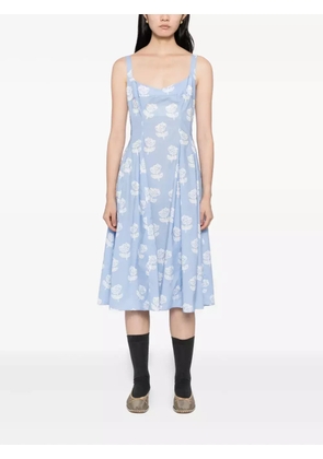 Marni sprayed roses-print poplin dress - Blue