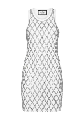 Philipp Plein Crystal Net mini dress - White