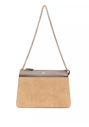 A.P.C. Ella corduroy-panelled leather bag - Brown