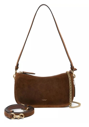 Coach chain-strap suede satchel bag - Brown