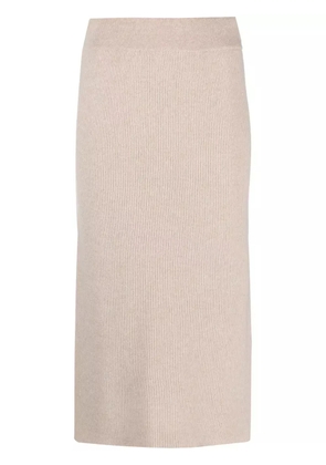 Brunello Cucinelli ribbed-knit midi skirt - Brown