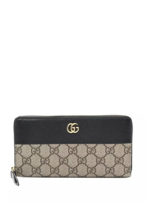 Gucci Pre-Owned 2000-2015 GG Supreme and Leather Zip Around Wallet long wallets - Brown