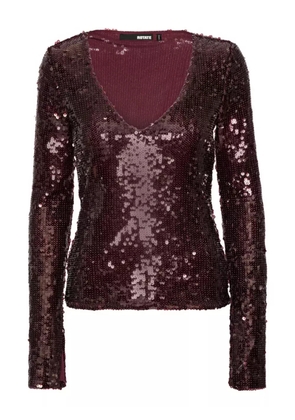 ROTATE BIRGER CHRISTENSEN sequin-embellishment V-neck top - Red