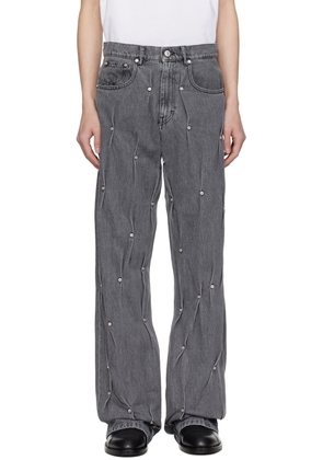 KUSIKOHC Gray Multi Rivet Jeans