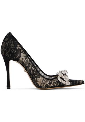 MACH & MACH Black Double Bow Lace 110 Heels