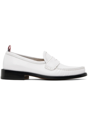 Thom Browne White Spazzolato Pleated Varsity Loafers