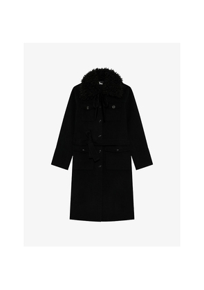Womens The Kooples Four-Pocket Single-Breasted Wool-Blend Coat