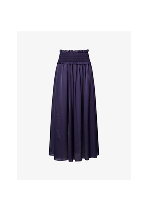 Womens Zimmermann Shirred Paperbag Silk Maxi Skirt