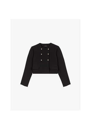 Womens Maje Cropped Round-Neck Woven Jacket