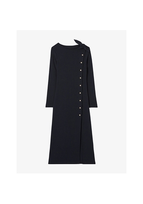 Womens Claudie Pierlot Long Slim-Fit Stretch-Knit Midi Dress