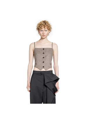 Pinstriped Wool Blend Vest