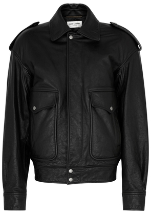 Saint Laurent - Women's Black Vintage-inspired Leather Jacket - Size 36 (UK8/S), Loose & Boxy Fit - 36 (UK8 / S)