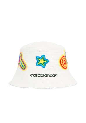 Casablanca Crochet Bucket Hat in White - White. Size all.