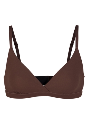 Skims Stretch-jersey Crossover Bralette - Brown - M (UK12 / M)