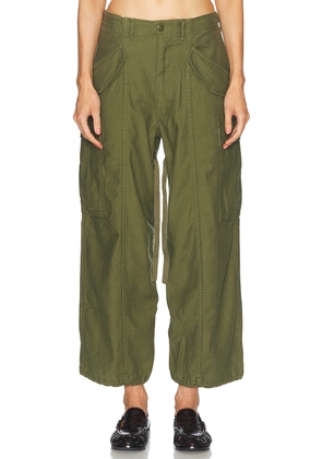 R13 Cropped Cargo Pant in Vintage Olive Drab - Olive. Size 29 (also in 25).