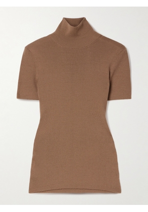 Max Mara - Ribbed Wool Turtleneck Sweater - Brown - x small,small,medium,large,x large