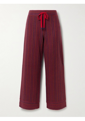 Guest In Residence - Striped Cashmere Wide-leg Sweatpants - Red - x small,small,medium,large,x large