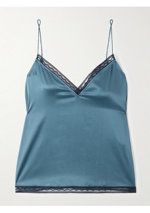 Eres - Instant Lace-trimmed Silk-satin Camisole - Blue - FR 36,FR 38,FR 40,FR 42,FR 44