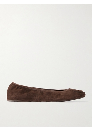 Tory Burch - Reva Embellished Suede Ballet Flats - Brown - US5,US6,US6.5,US7,US7.5,US8,US8.5,US9,US9.5,US10,US10.5,US11,US11.5,US12