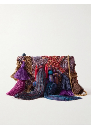 Dries Van Noten - Tasseled Appliquéd Bouclé Clutch - Red - One size