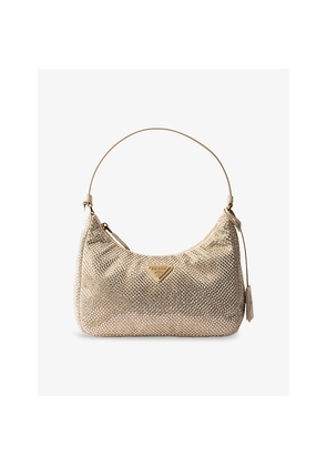 Womens Prada Re-Edition 2005 Silk Blend and Crystal-Studded Bag