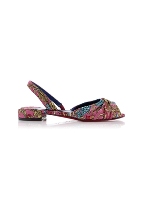 Christian Louboutin Cordelina Flat Jacquard Florea Slingback Sandals - Moda Operandi