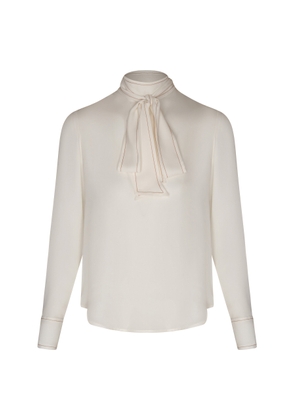 Andres Otalora Rastro Eterno Pussybow Silk Top - Moda Operandi