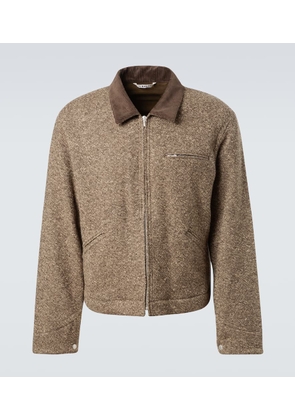 Auralee Corduroy-trimmed wool tweed blouson jacket