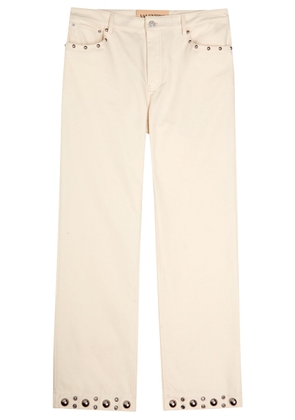 Valentino Garavani Stud-embellished Straight-leg Cotton Jeans - Cream - 52 (IT52 / XL)