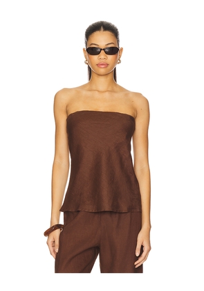 DONNI. x REVOLVE The Linen Tube Top in Brown. Size S. Also in L, M, XL.