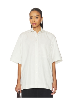 EAVES Svann Micro Collar Shirt in White. Size XS/S. Also in M/L.