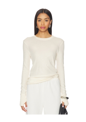 Enza Costa Cashmere Easy Cuffed Crew Top in Beige. Size XS. Also in M, S.