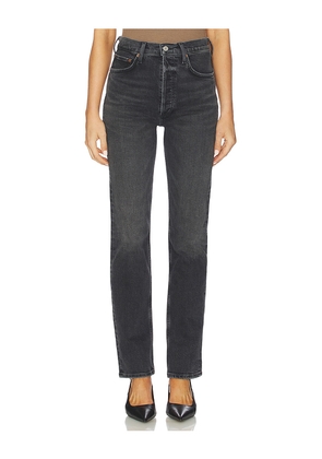 AGOLDE 90s Pinch Waist High Rise Straight Jeans in Black. Size 26. Also in 23, 24, 25, 27, 28, 29, 30, 31, 33, 34.