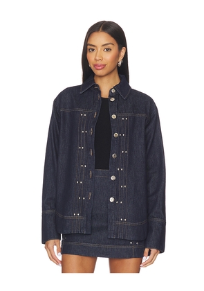 ALIGNE Fog Denim Shirt in Blue. Size 4. Also in 0, 2, 6.