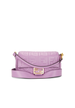 FWRD Renew Fendi FF 1974 Embossed Re-Edition Baguette Shoulder Bag in Purple.