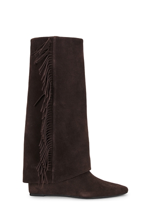SIMKHAI Quinn Fringe Boot in Chocolate. Size 36. Also in 37, 38, 39, 40.