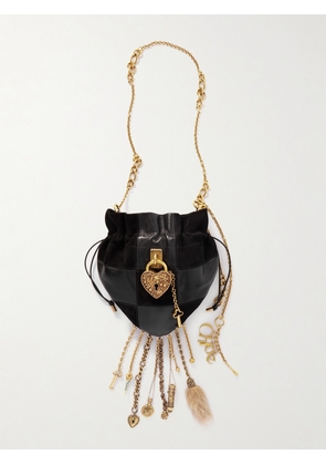 Chloé - Château Treasures Embellished Patchwork Suede And Leather Shoulder Bag - Black - One size