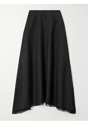 FFORME - Ash Frayed Draped Twill Midi Skirt - Black - IT38,IT40,IT42,IT44,IT46