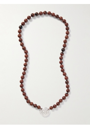 Julietta - Rhodium-plated Obsidian Necklace - Brown - One size