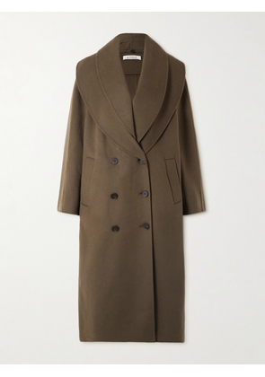 RÓHE - Double-breasted Scarf-detailed Layered Wool Coat - Green - FR 34,FR 36,FR 38,FR 40,FR 42,FR 44