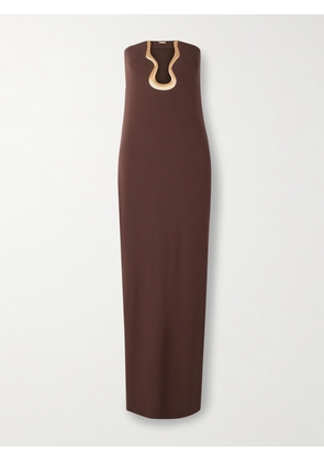 Cult Gaia - Abril Strapless Embellished Stretch-crepe Maxi Dress - Brown - US0,US2,US4,US6,US8,US10
