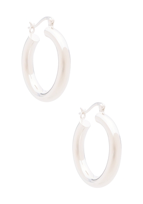 The M Jewelers NY The Large Ravello Hoops in Metallic Silver.