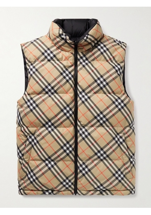 Burberry - Slim-Fit Reversible Quilted Checked Down Gilet - Men - Neutrals - S