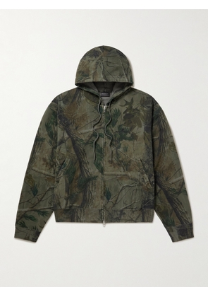 Balenciaga - Logo-Embroidered Printed Cotton-Jersey Hoodie - Men - Green - M