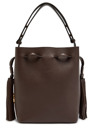 Valentino Garavani Drawstring Tassel-embellished Leather Shoulder bag - Dark Brown - One Size