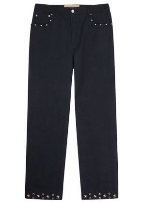 Valentino Garavani Stud-embellished Straight-leg Cotton Jeans - Black - 32 (W32 / M)